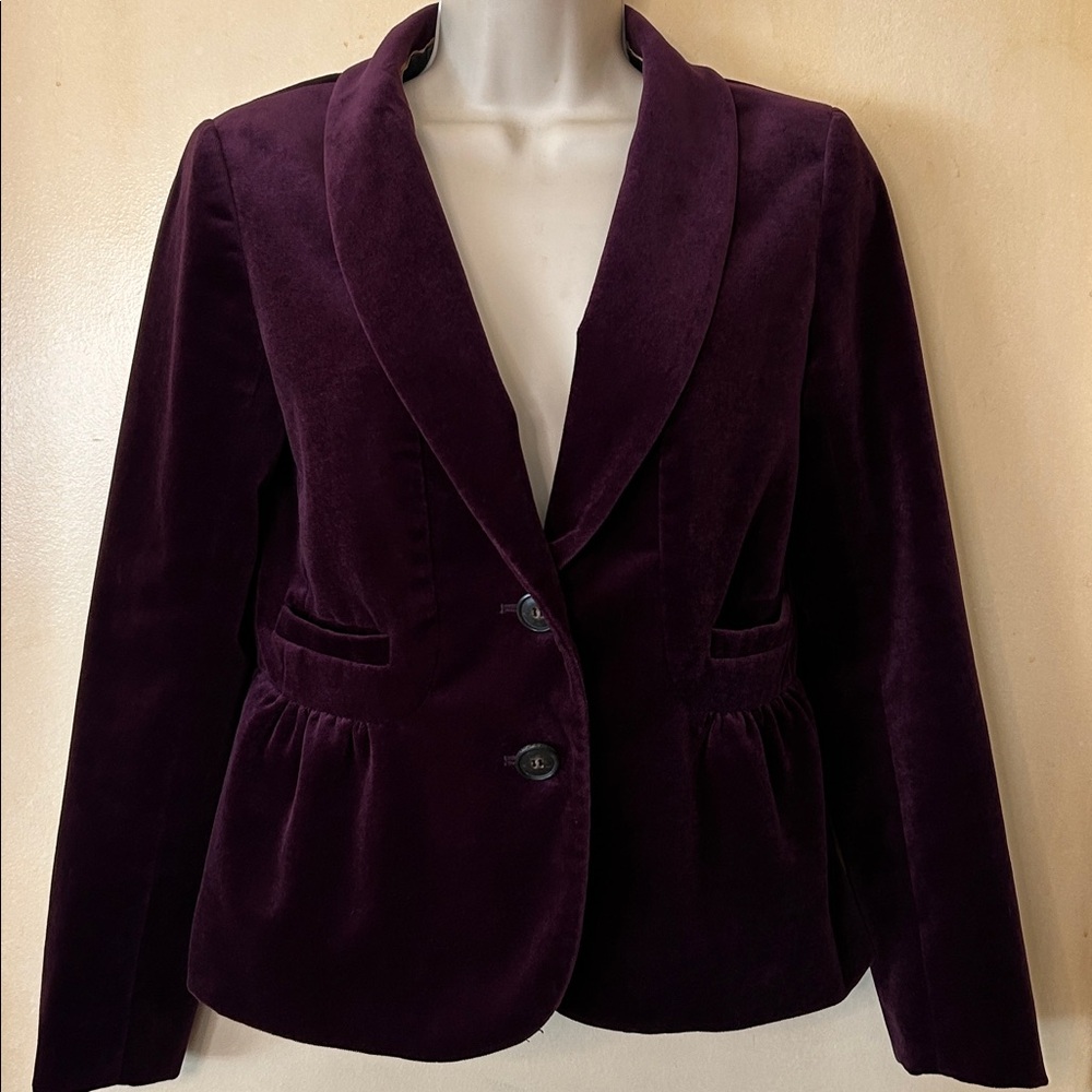 J. Crew Deep Purple Velvet Blazer size 2
